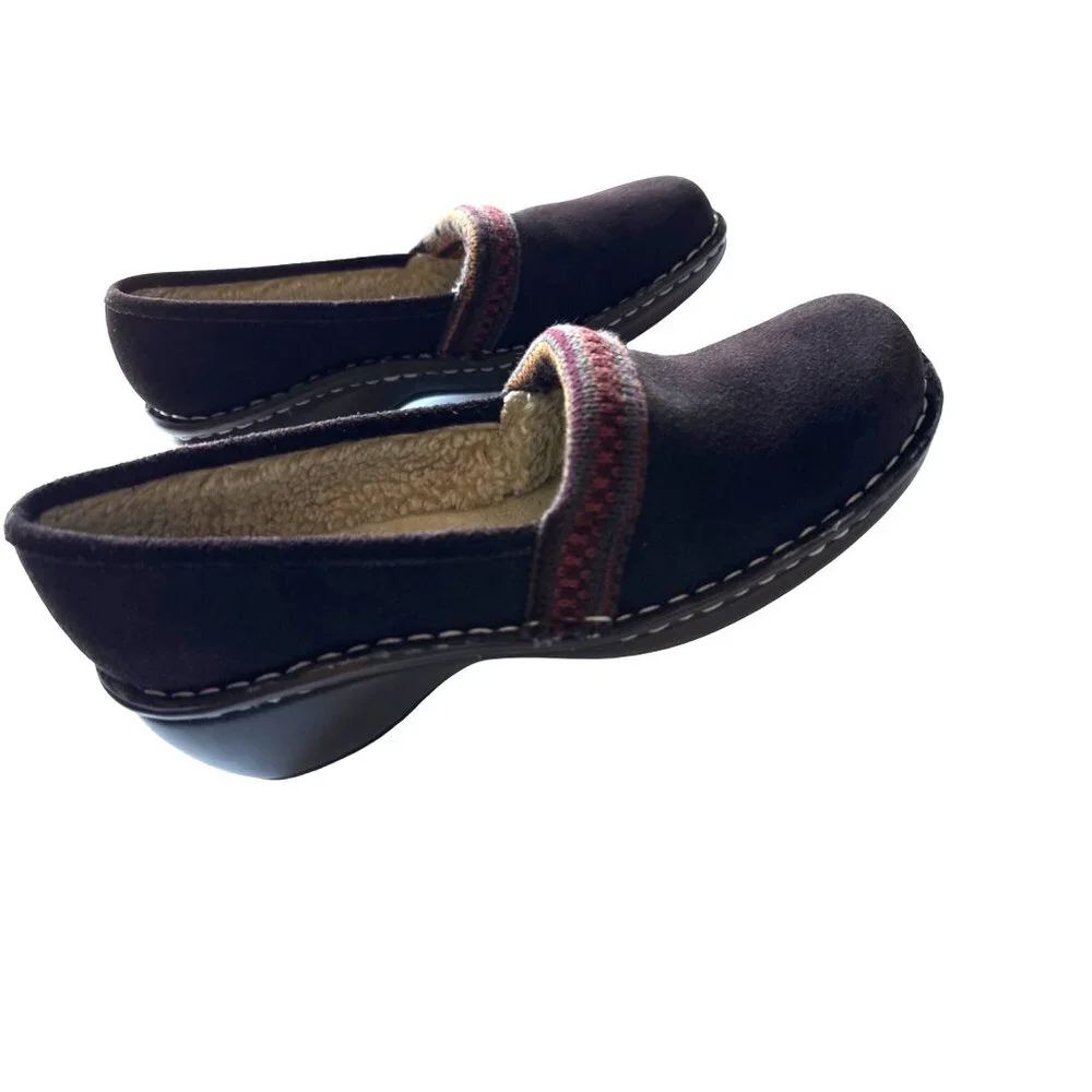 Naturalizer Brown Lined Loafer Suede Faux Fur Lining 2” Heel Suri Size 8.5
